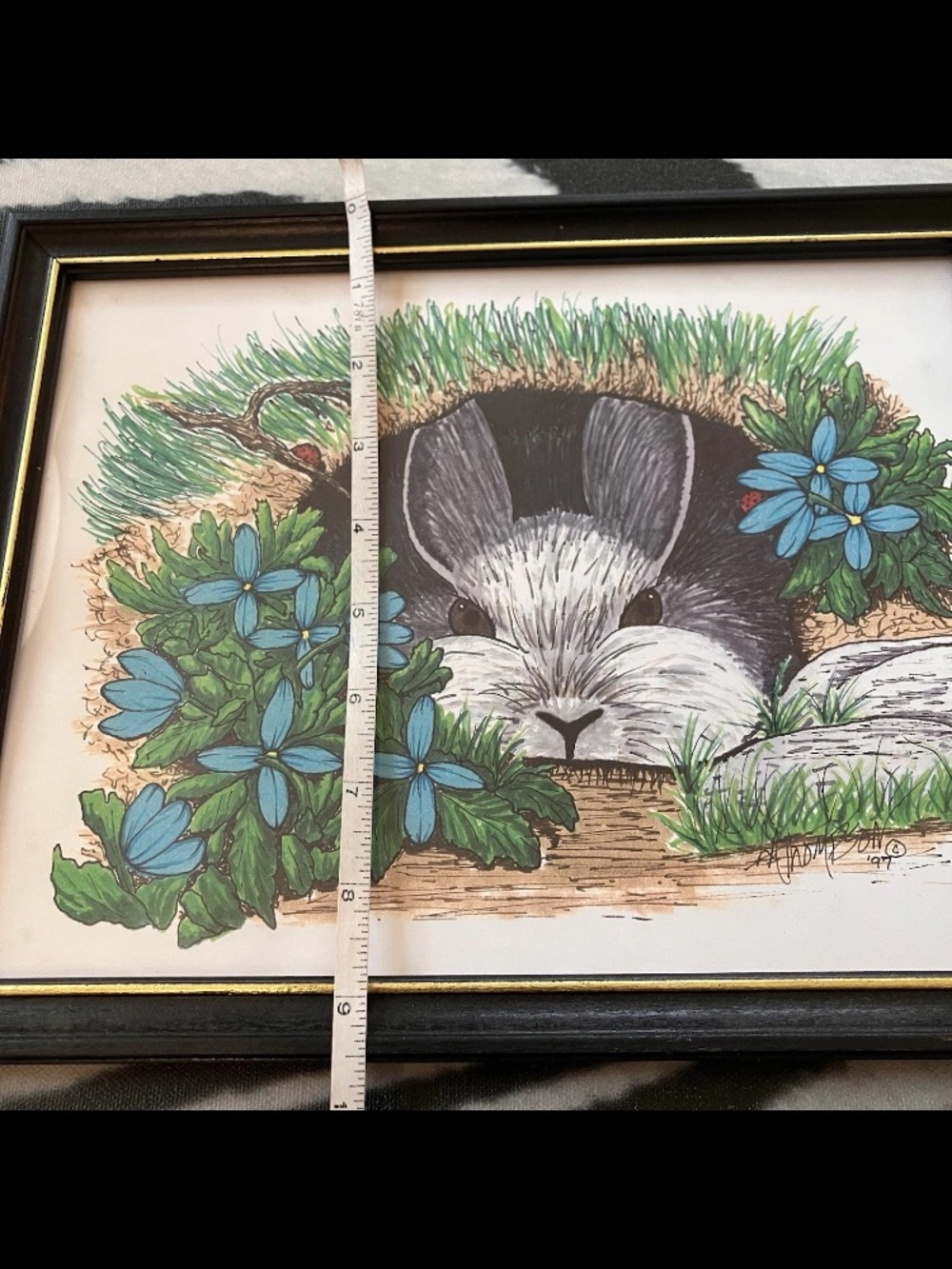 Vintage Rabbit Bunny Woodland Nature Art Print Framed  Easter Cottagecore - Picture 5 of 6